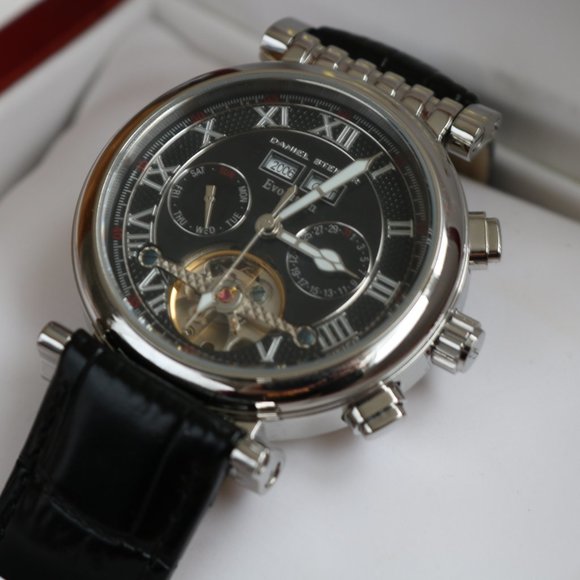 Edited price - Daniel Steiger Evolution Men's Wrist Watch Black Leather - Picture 2 of 5